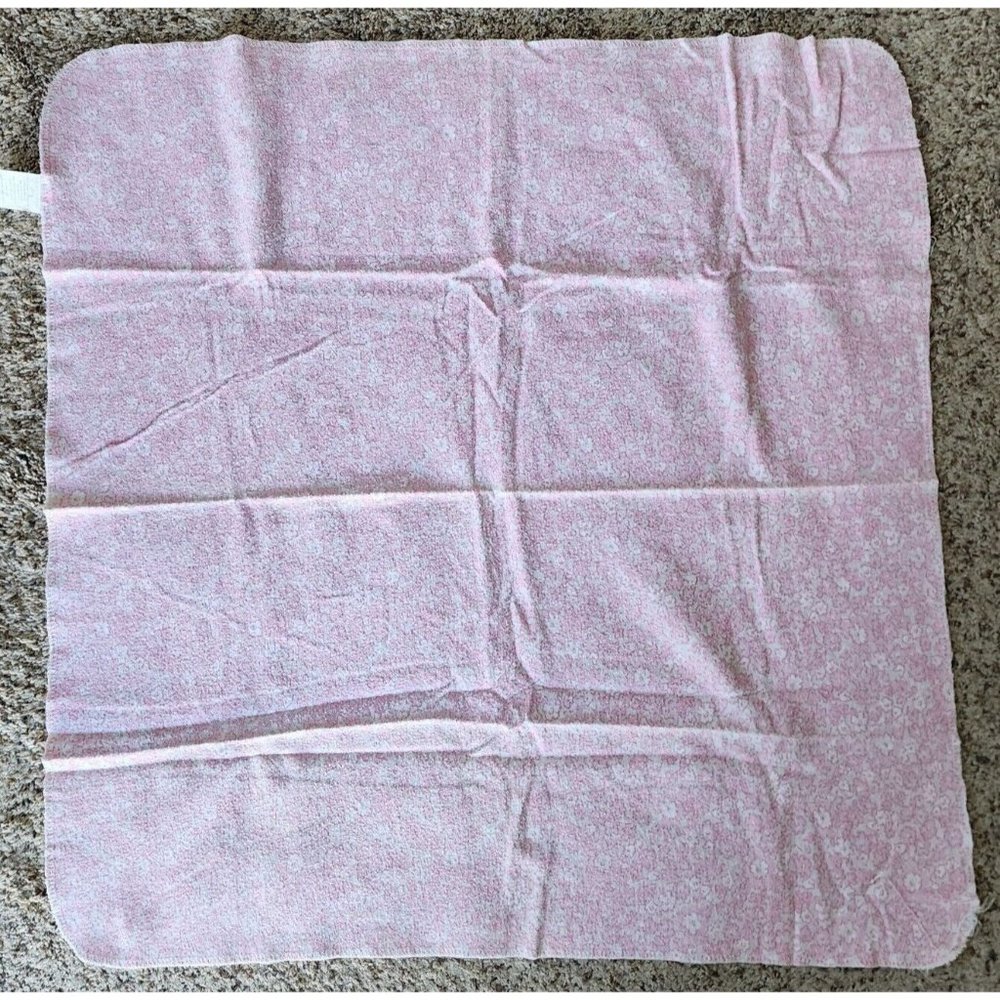 Laura Ashley Baby Receiving Blanket Flannel Cotton Pink Floral 27" X 26"